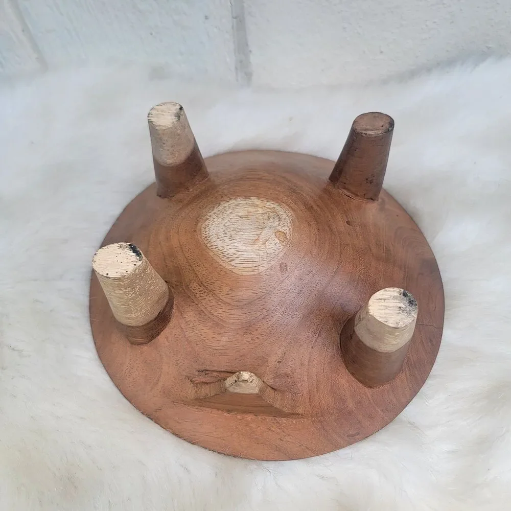Hand Crafted Wooden Ceremonial Kava Bowl 10” Diameter